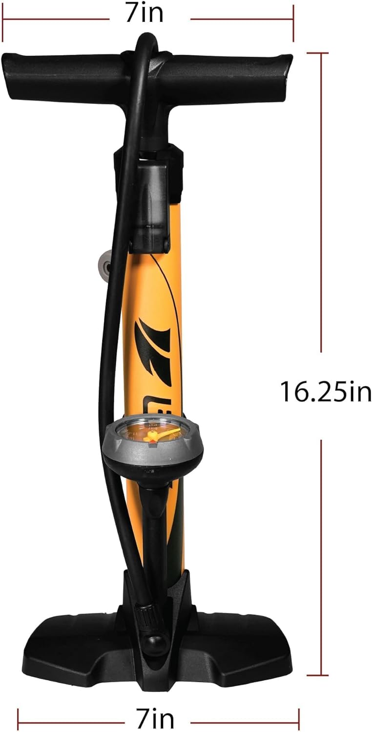 BV Bicycle Pump Durable Bike Floor Pump 17/24 inch Smart Valve Head, 160 psi, Automatically Reversible Presta and Schrader - Image 1